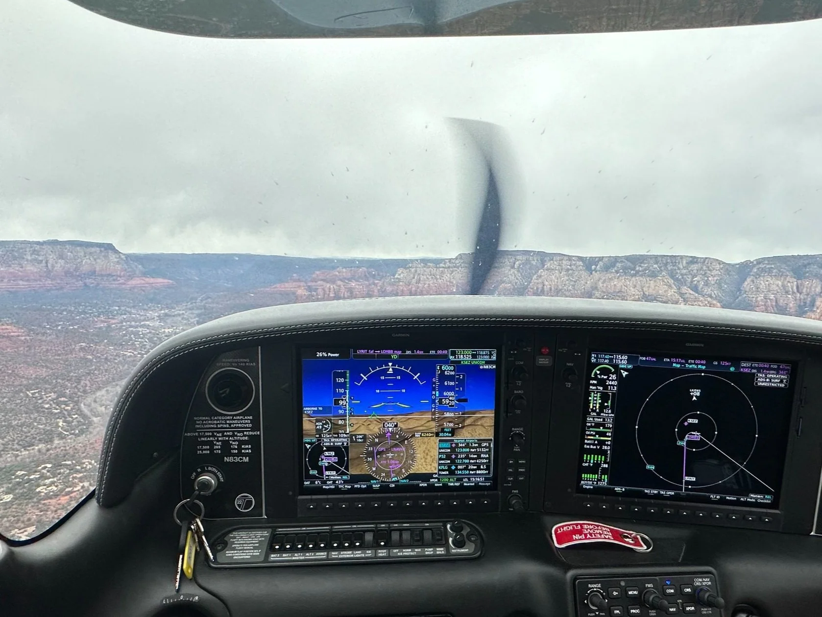Flying over Sedona in a Cirrus SR22T